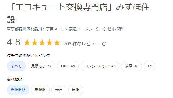 みずほ住設のGoogleレビュー