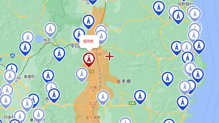 岩手県の地デジの電波