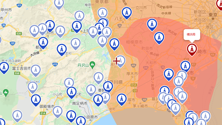 神奈川県の地デジの電波