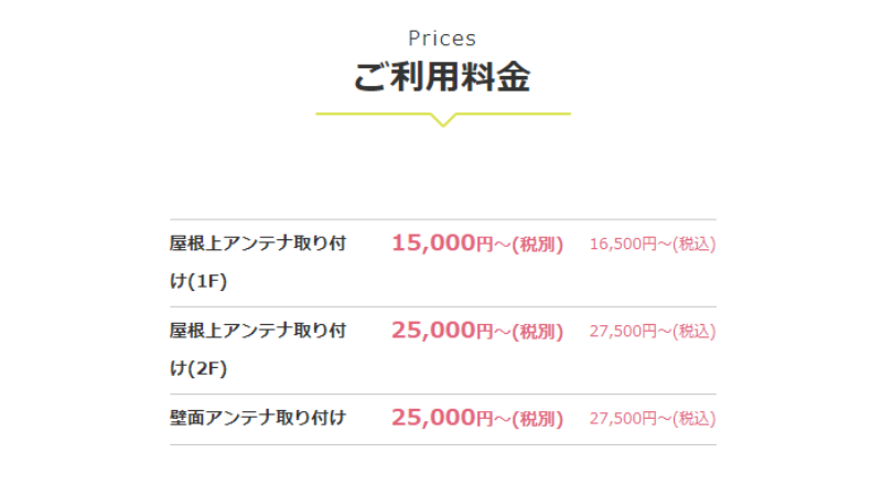 桜電気設備のテレビアンテナ工事の料金