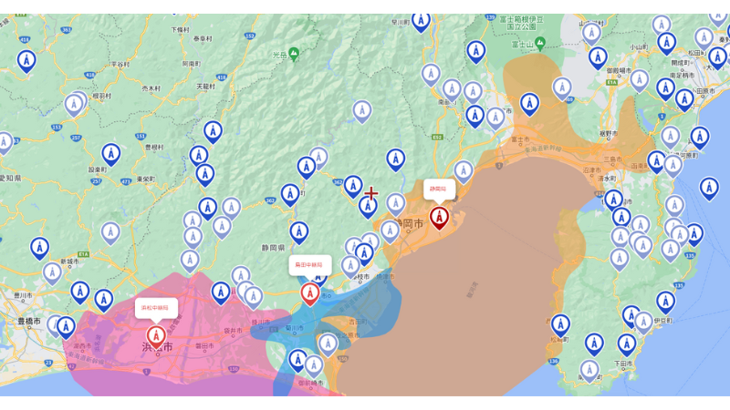 静岡県の地デジの電波