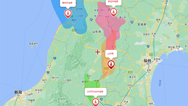 山形県の地デジの電波