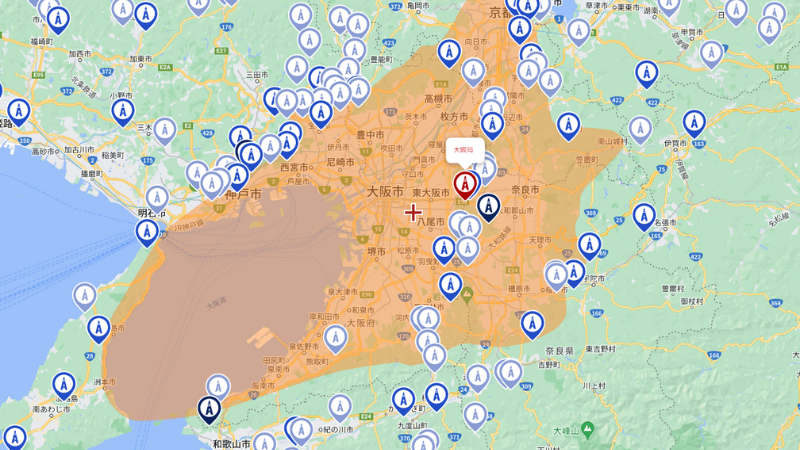 大阪府の地デジの電波