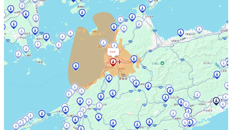 愛媛県の地デジの電波