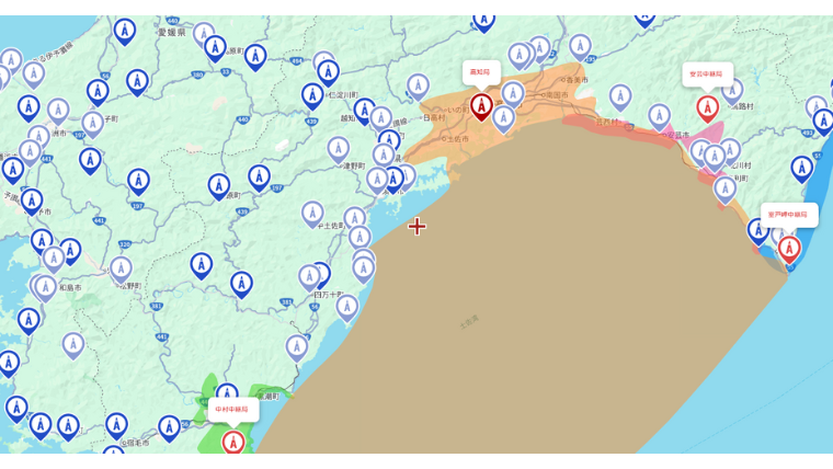 高知県の地デジの電波