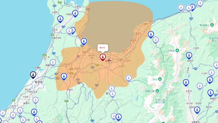 富山県の地デジの電波